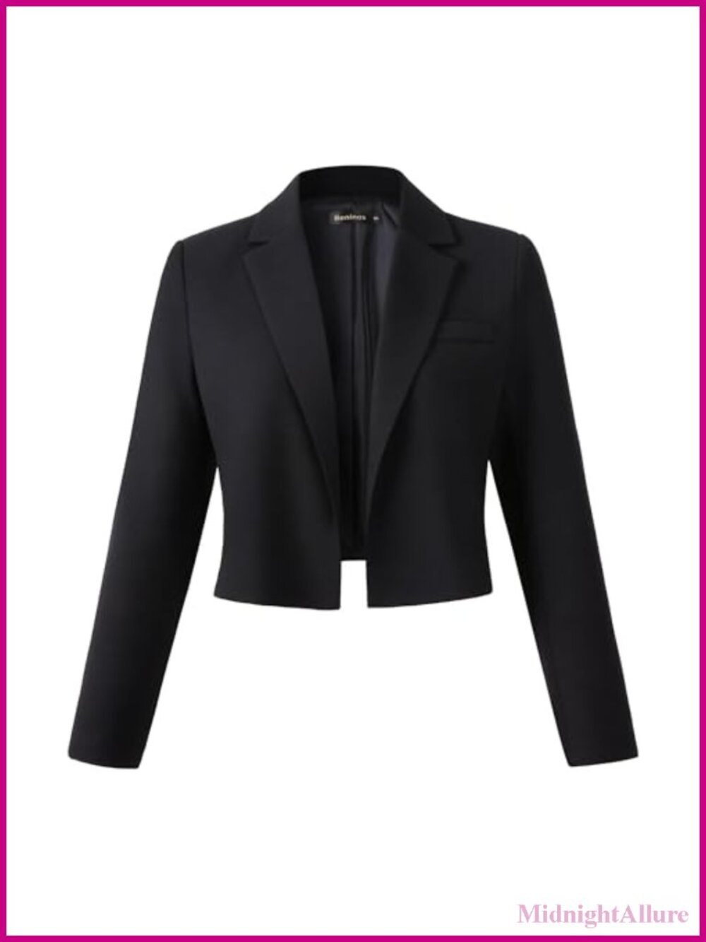 Women's Cropped Open Front Blazer Long Sleeve Notch Collar Business Casual
